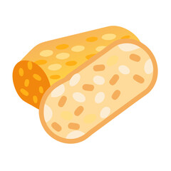 Tempeh loaf with slice, protein source illustration on white
