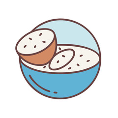 Stylized cartoon illustration of food served in a bowl