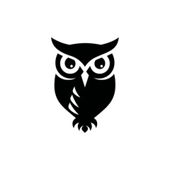 Fototapeta premium Black and white owl silhouette vector illustration for various design projects