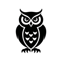 Fototapeta premium Black and white owl illustration on white background for design and concept