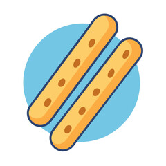 Two stylized cookie sticks against a light blue backdrop