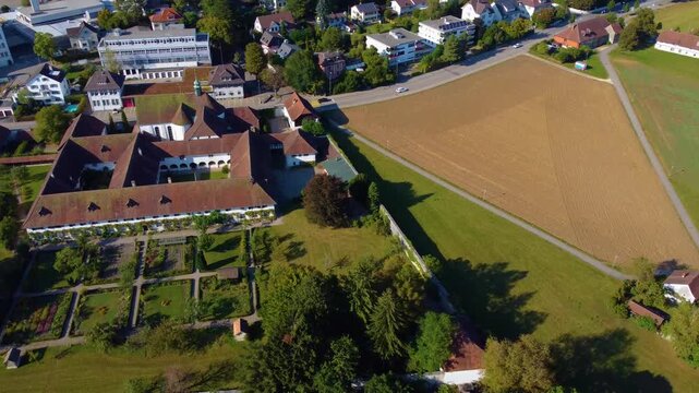 Aerial view around the city Solothurn in Switzerland on a sunny day in summer
