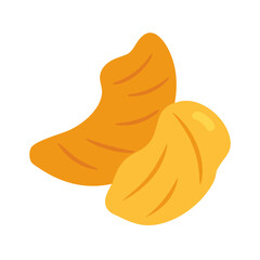 Two cashew nuts isolated against a plain white background