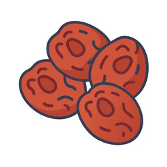 Pile of Dried Dates Illustration with white background