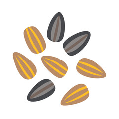 Minimalistic arrangement of sunflower seeds on a white background