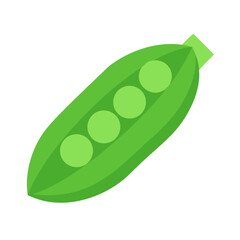 Isolated pod of green peas on a white background