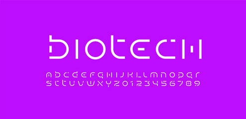 Trendy font technology alphabet from segment line