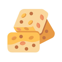 Cheese flat illustration with brown spots on white background
