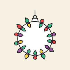 Festive pine wreath glowing with holiday lights