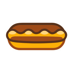 Simple flat vector illustration of a chocolate eclair