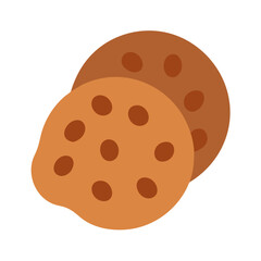 Two Chocolate Chip Cookies Stacked Flat Design Illustration