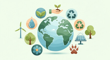 Vibrant earth day concept art promotes sustainability and renewable energy sources, showing our planet's beauty and environmental responsibility now