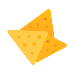 Three tortilla chips overlapping on a white background illustration