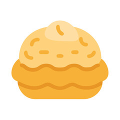 Flat design cream puff pastry illustration on white background