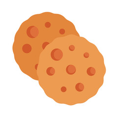 Two flat cookies on a black studio background