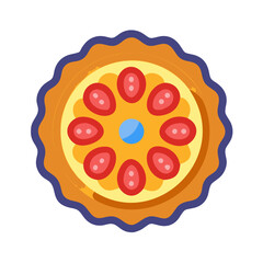 Flat vector illustration of a pie with fruit filling