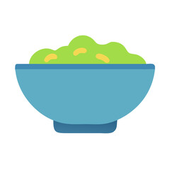 Guacamole dip served in a stylized bowl illustration