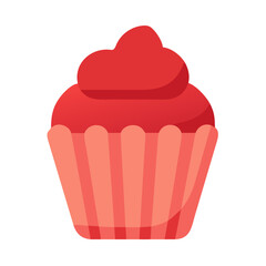 Red cupcake with frosting on white background illustration
