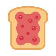 Toast with jam, flat design, against white background