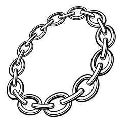 A detailed illustration of a silver metal chain with interconnected links