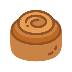 Stylized cinnamon roll on white background, delicious pastry