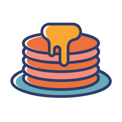 Stack of pancakes with syrup flat graphic illustration