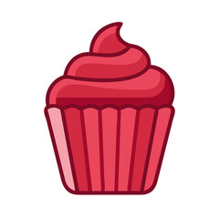 Isolated red cupcake on white background, vector illustration graphic