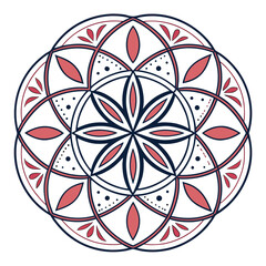 Intricate floral circle design with overlapping petals and geometric patterns