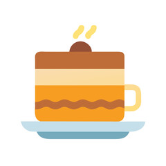 Stylized flat design hot latte drink on saucer