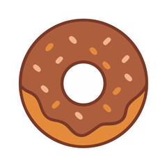 Delicious donut with chocolate frosting and colorful sprinkles
