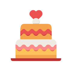 Two-Tier Cake with Heart Topper on white background