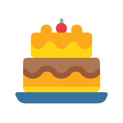 Two tiered cake with cherry on top illustration