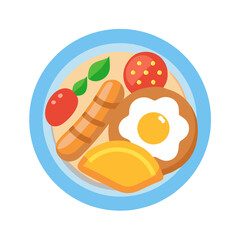 Flat vector breakfast food plate illustration for culinary design