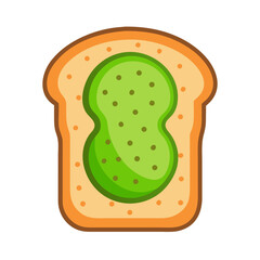 Whimsical Toast with Green Spread Isolated on white Backdrop