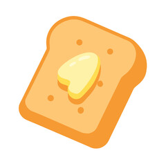 Simple Toast with Butter Illustration on white background Isolated