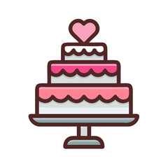 Three tiered cake with heart on stand illustration