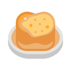 Stylized toast with melted cheese sitting on white plate