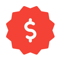 Red price tag sticker with dollar sign a symbol of cost savingsisolated on transparent backgroundpromotion and moneyrelated concept illustration