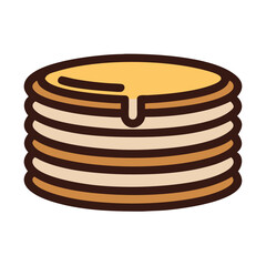 Stack of sweet pancakes with syrup, on white backdrop