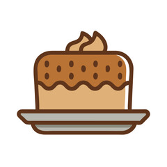 Stylized cake illustration on a plate, dessert sweet treat