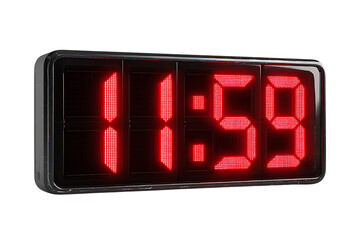 Digital Clock Display Showing New Year Countdown Time 11:59, isolated on a transparent background.