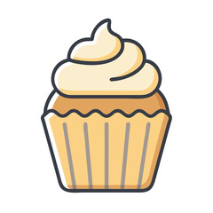 Stylized cupcake with frosting isolated on a white background