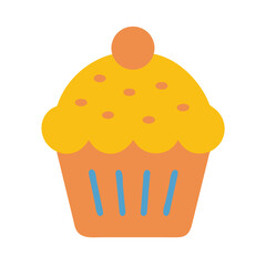 Cute cupcake with cherry on top flat vector image