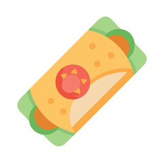 Flat illustration of a fresh vegetable wrap or burrito