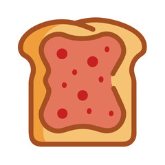 Cartoon Toast with Jam Illustration on white background