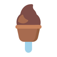 Chocolate ice cream on a stick icon illustration