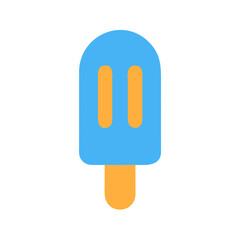 Blue popsicle with orange stripes on a white background