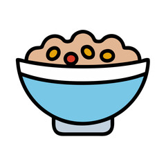 Colorful Cereal Bowl Flat Illustration on white background
