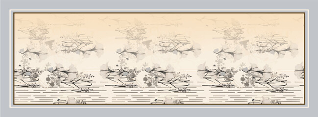 digital silk scarf design with seamless textile pattern