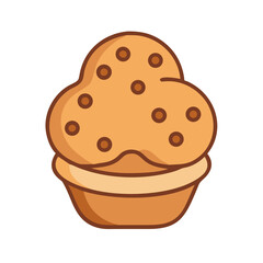 Illustration of a decorated chocolate chip muffin on white
